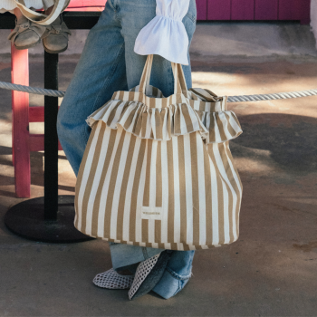 Preview: Ruffle Shoulder Bag Beige Stripe